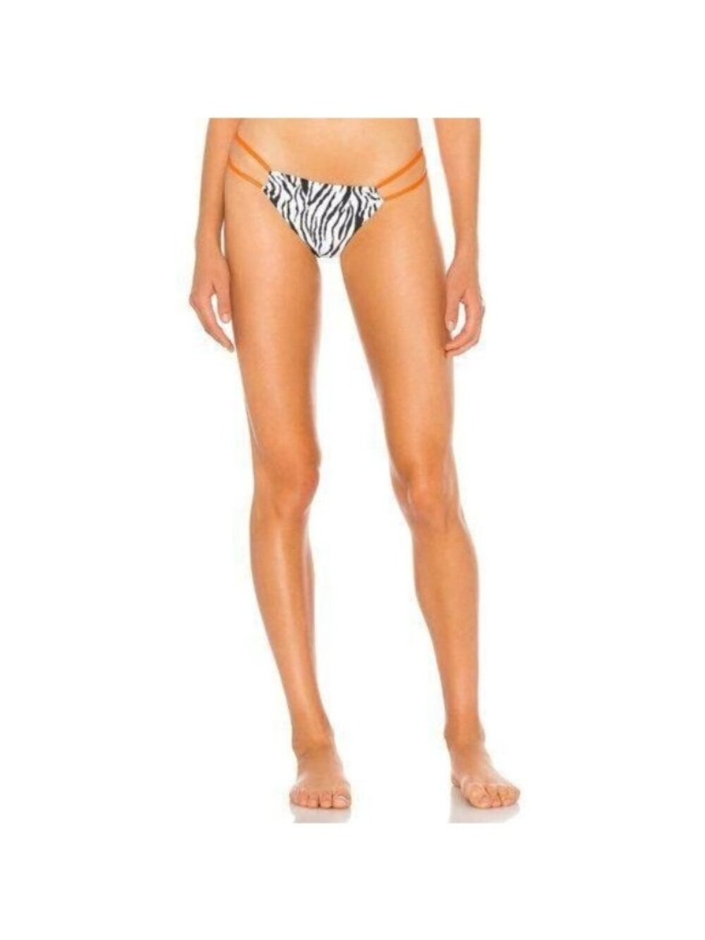 NBD Zebra Print Amaya Bikini Bottom With Neon Orange Straps